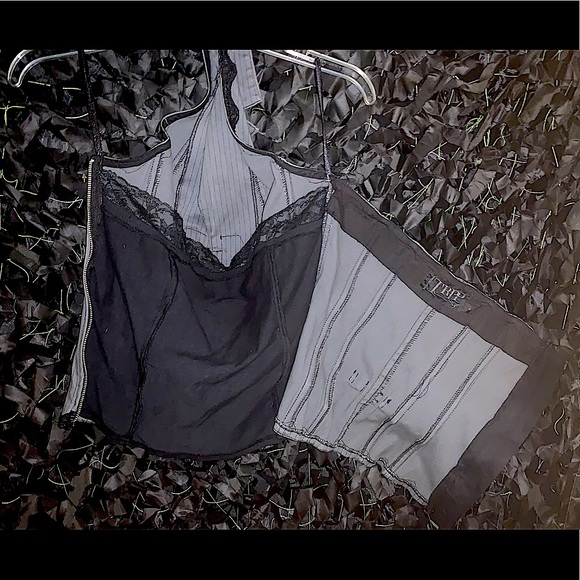 SALE  Vtg Tripp nyc Pinstripe zip Halter with built in cami - Picture 8 of 13